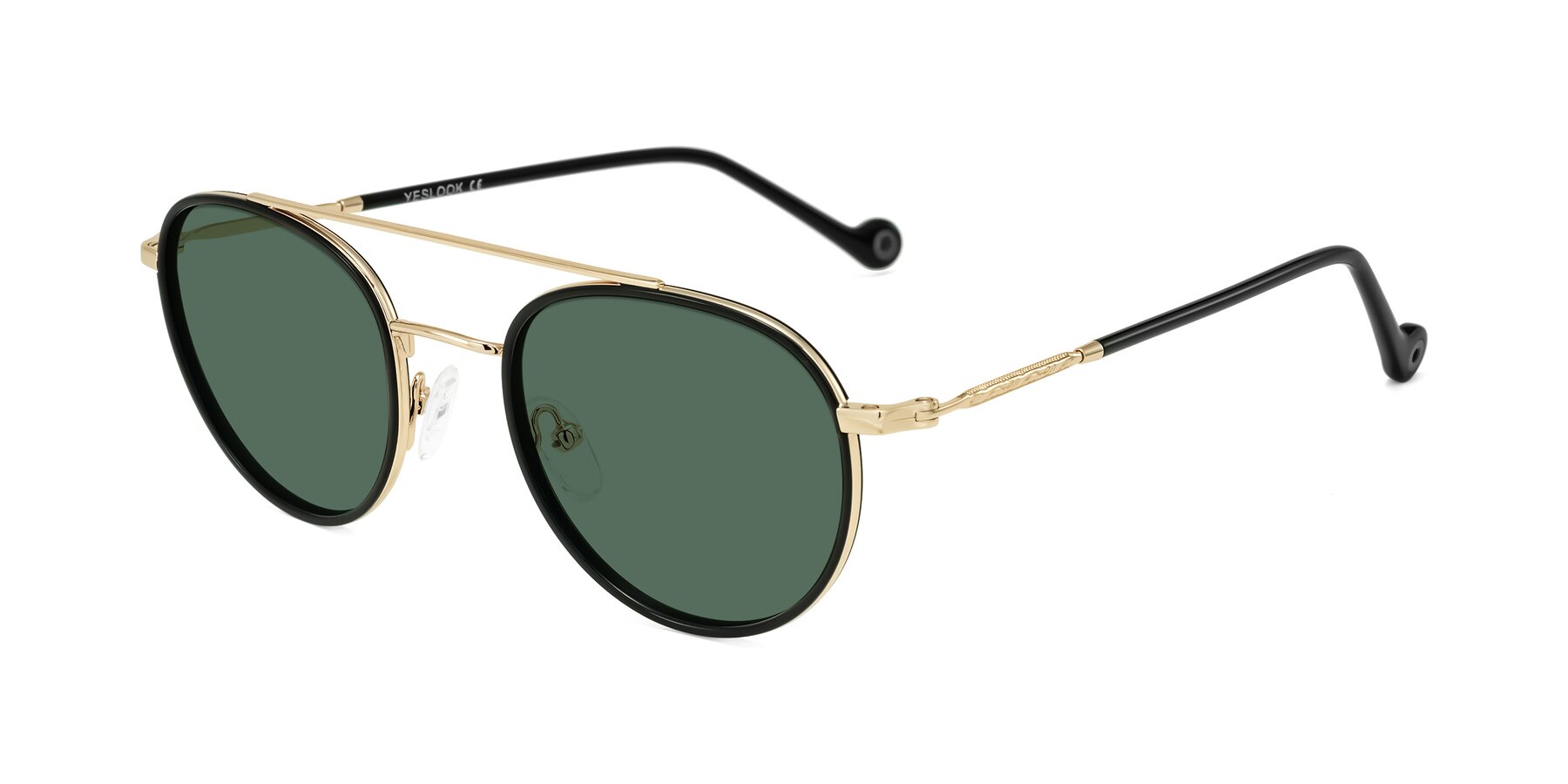 Angle of Biko in Black/Gold with Green Polarized Lenses