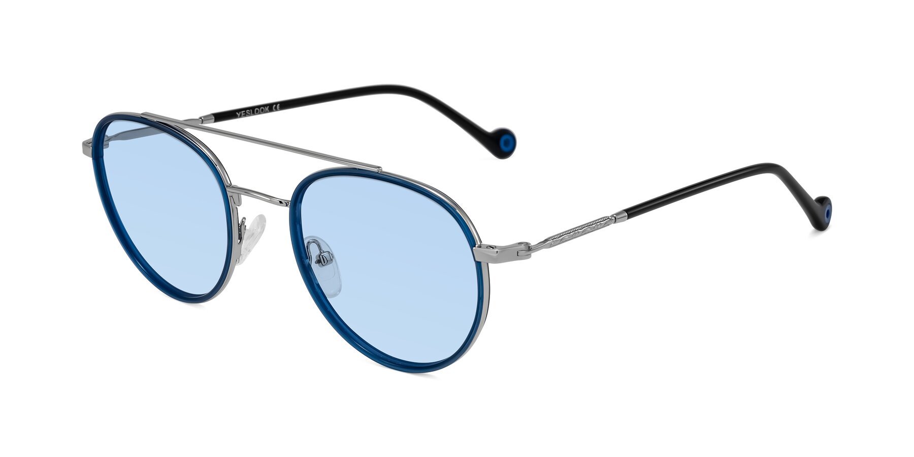 Angle of Biko in Blue/Silver with Light Blue Tinted Lenses