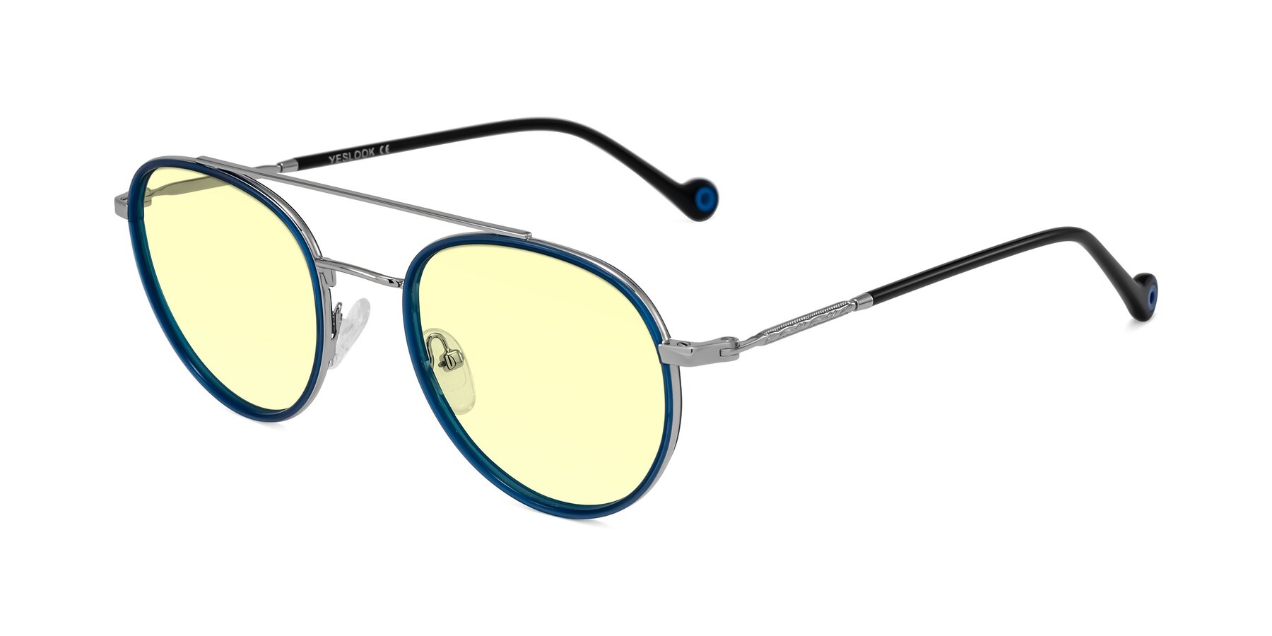 Angle of Biko in Blue/Silver with Light Yellow Tinted Lenses