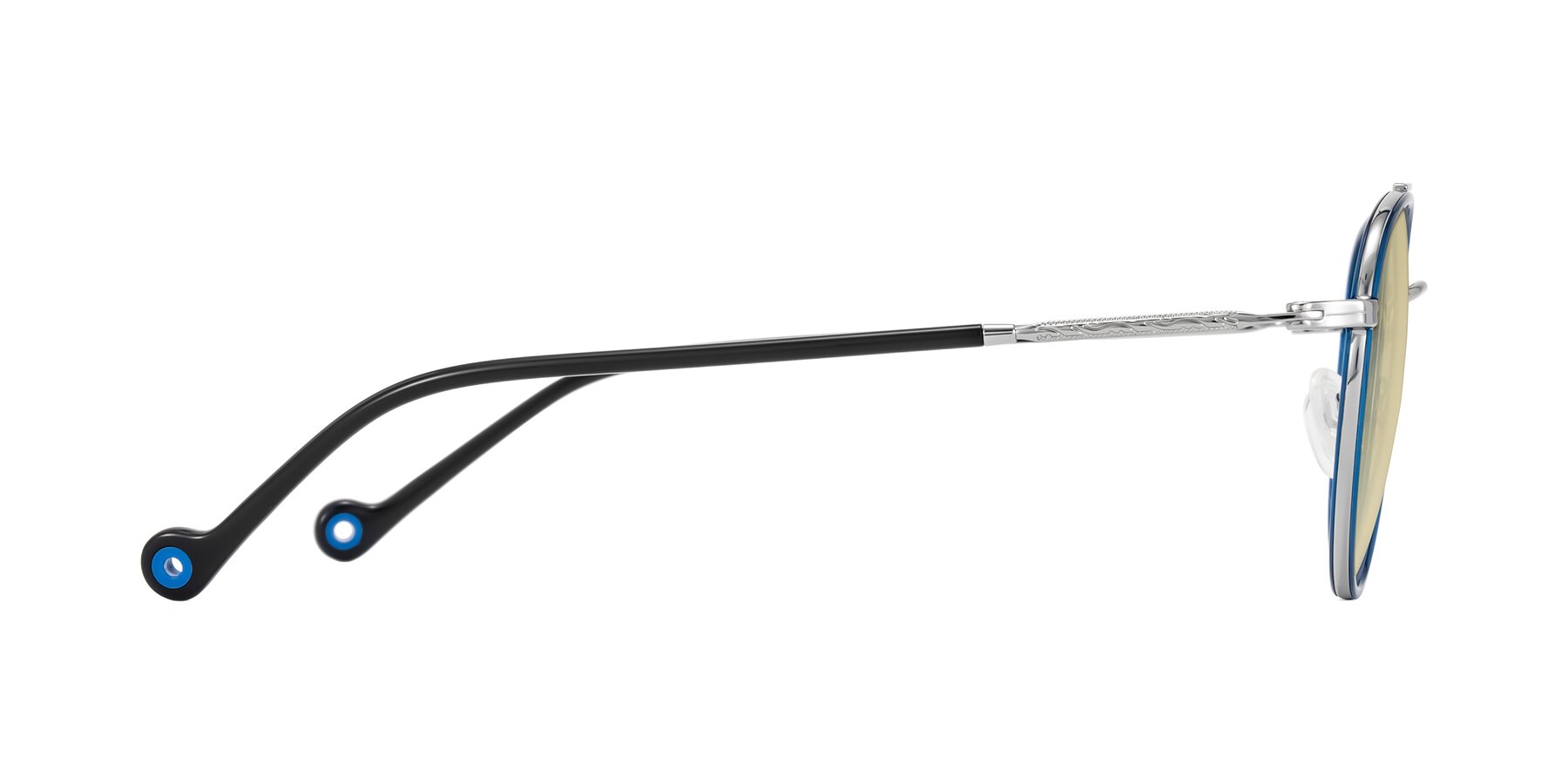 Side of Biko in Blue/Silver with Light Champagne Tinted Lenses