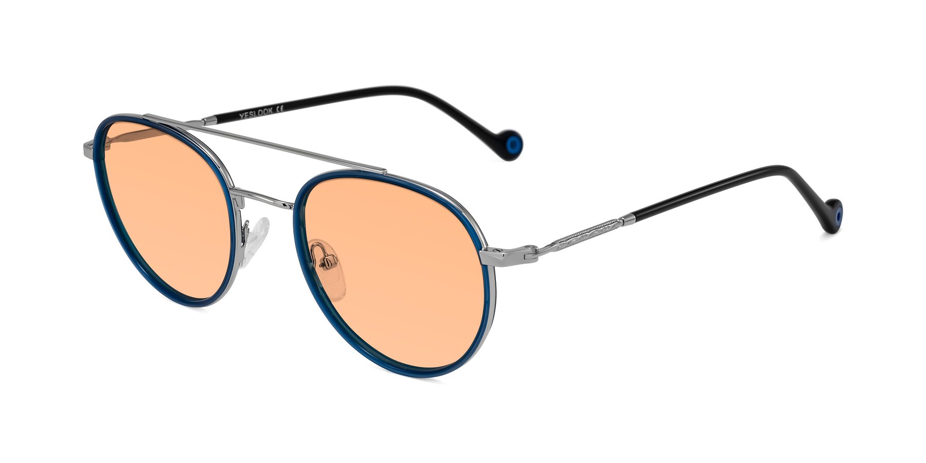 Angle of Biko in Blue/Silver with Light Orange Tinted Lenses