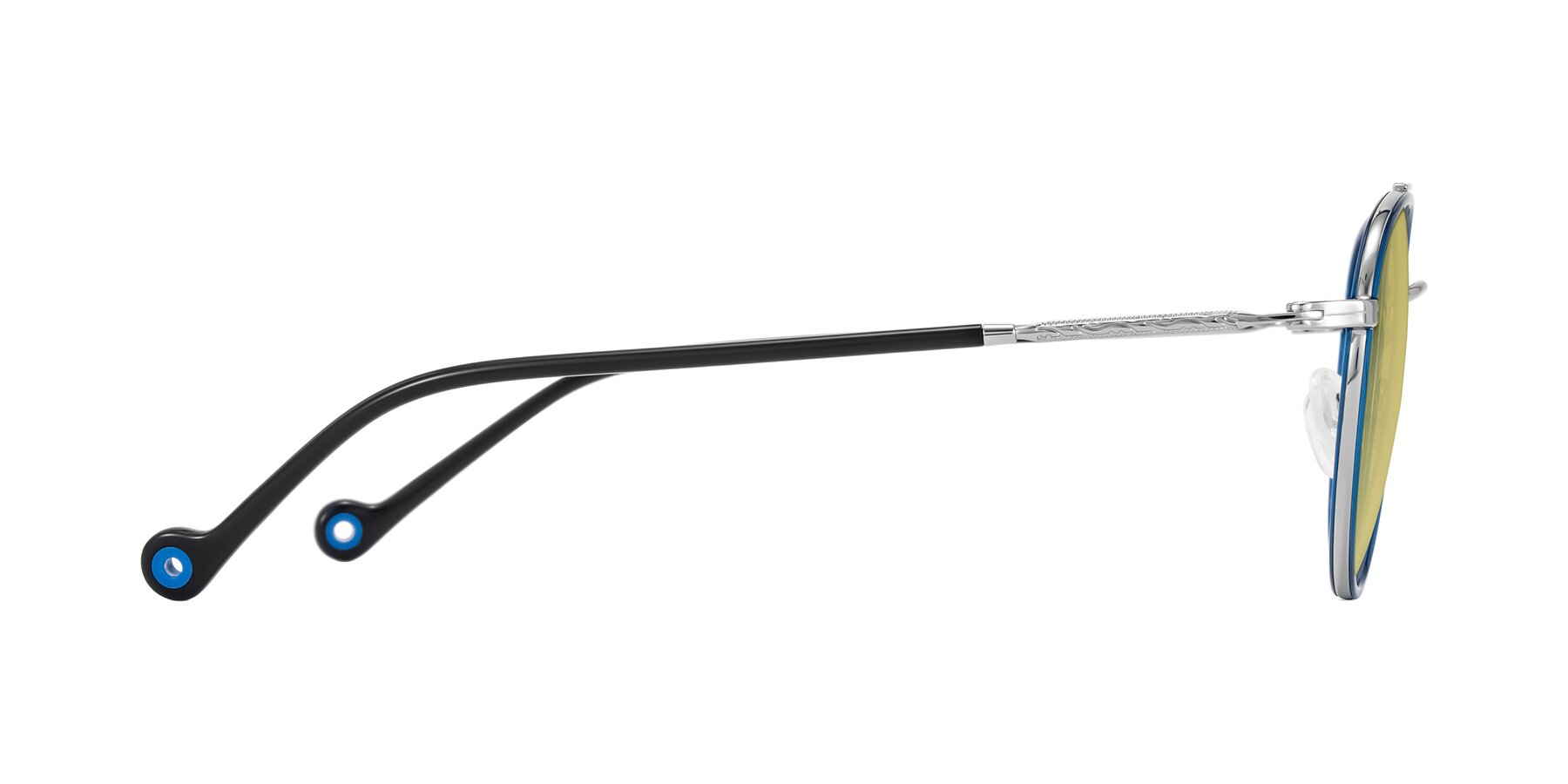 Side of Biko in Blue/Silver with Medium Champagne Tinted Lenses