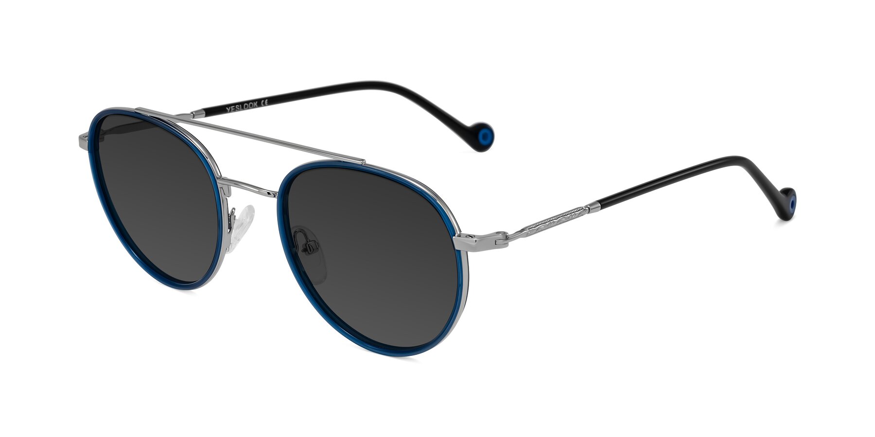 Angle of Biko in Blue/Silver with Gray Tinted Lenses
