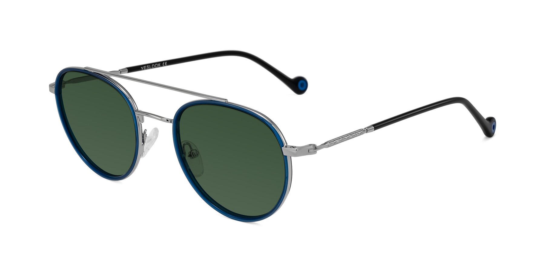 Angle of Biko in Blue/Silver with Green Tinted Lenses