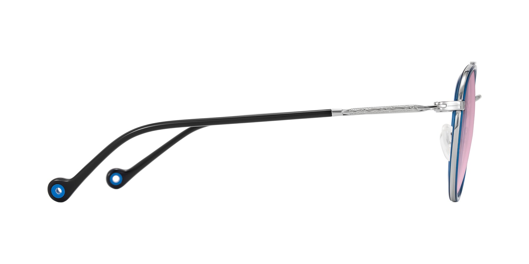 Side of Biko in Blue/Silver with Light Wine Tinted Lenses