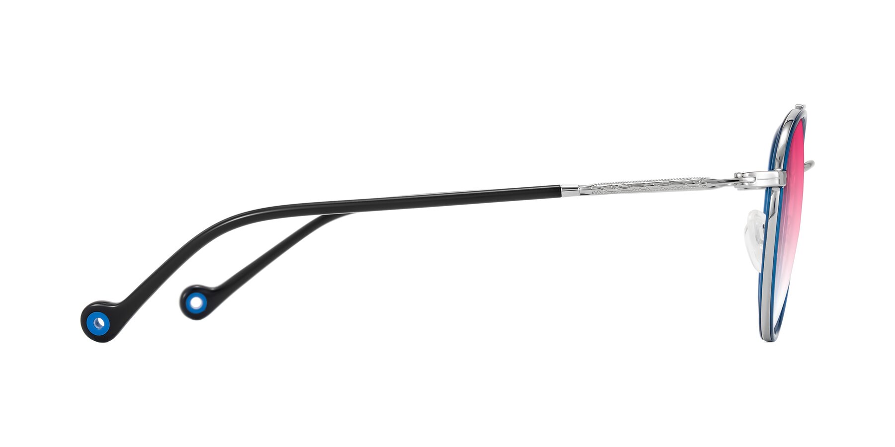 Side of Biko in Blue/Silver with Pink Gradient Lenses
