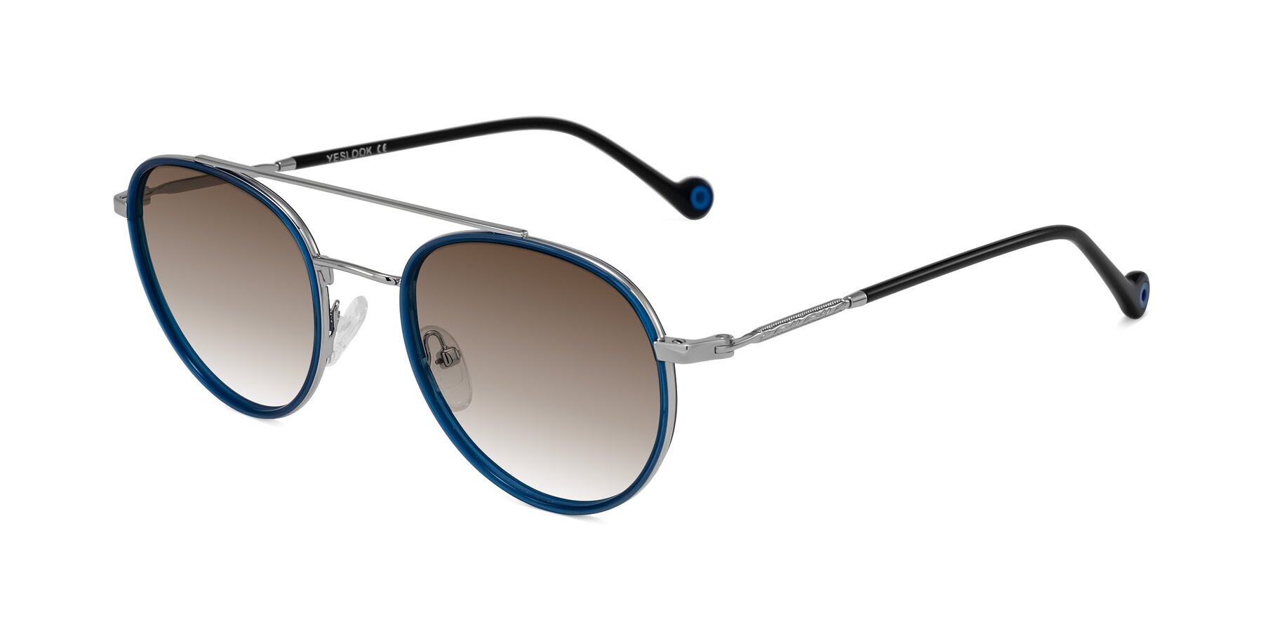 Angle of Biko in Blue/Silver with Brown Gradient Lenses