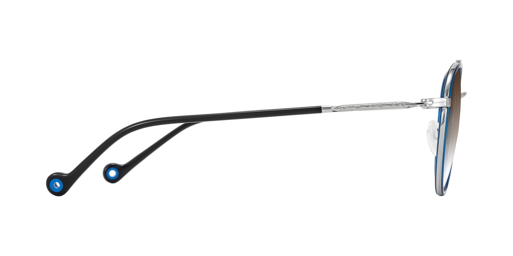 Side of Biko in Blue/Silver with Brown Gradient Lenses