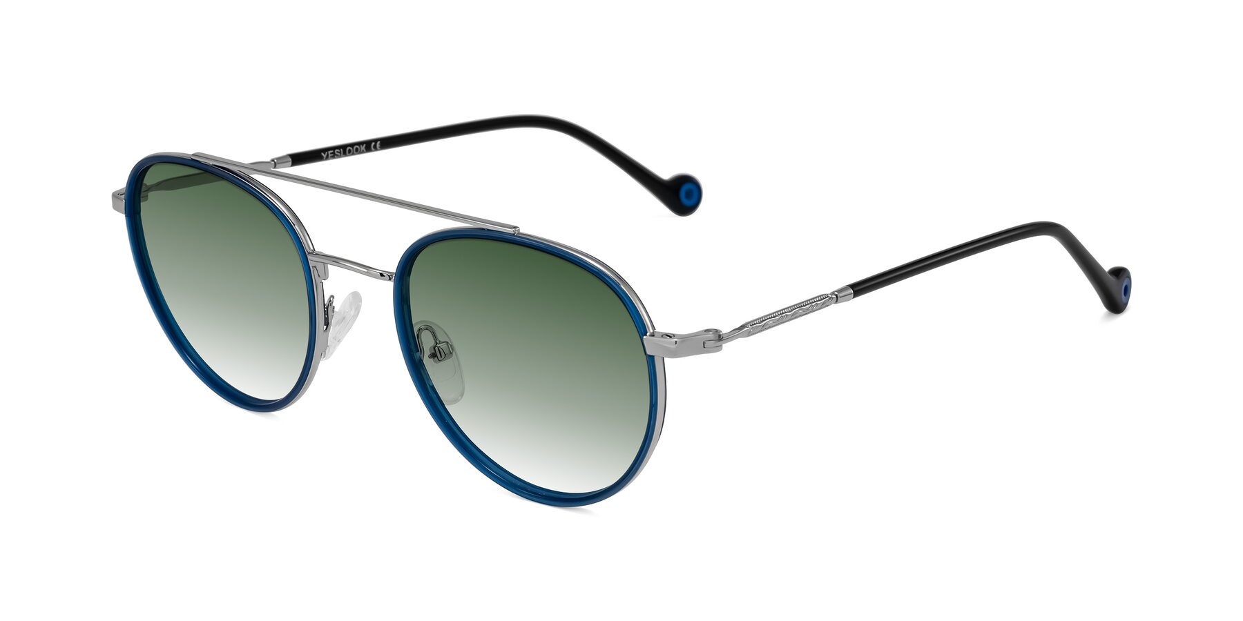 Angle of Biko in Blue/Silver with Green Gradient Lenses
