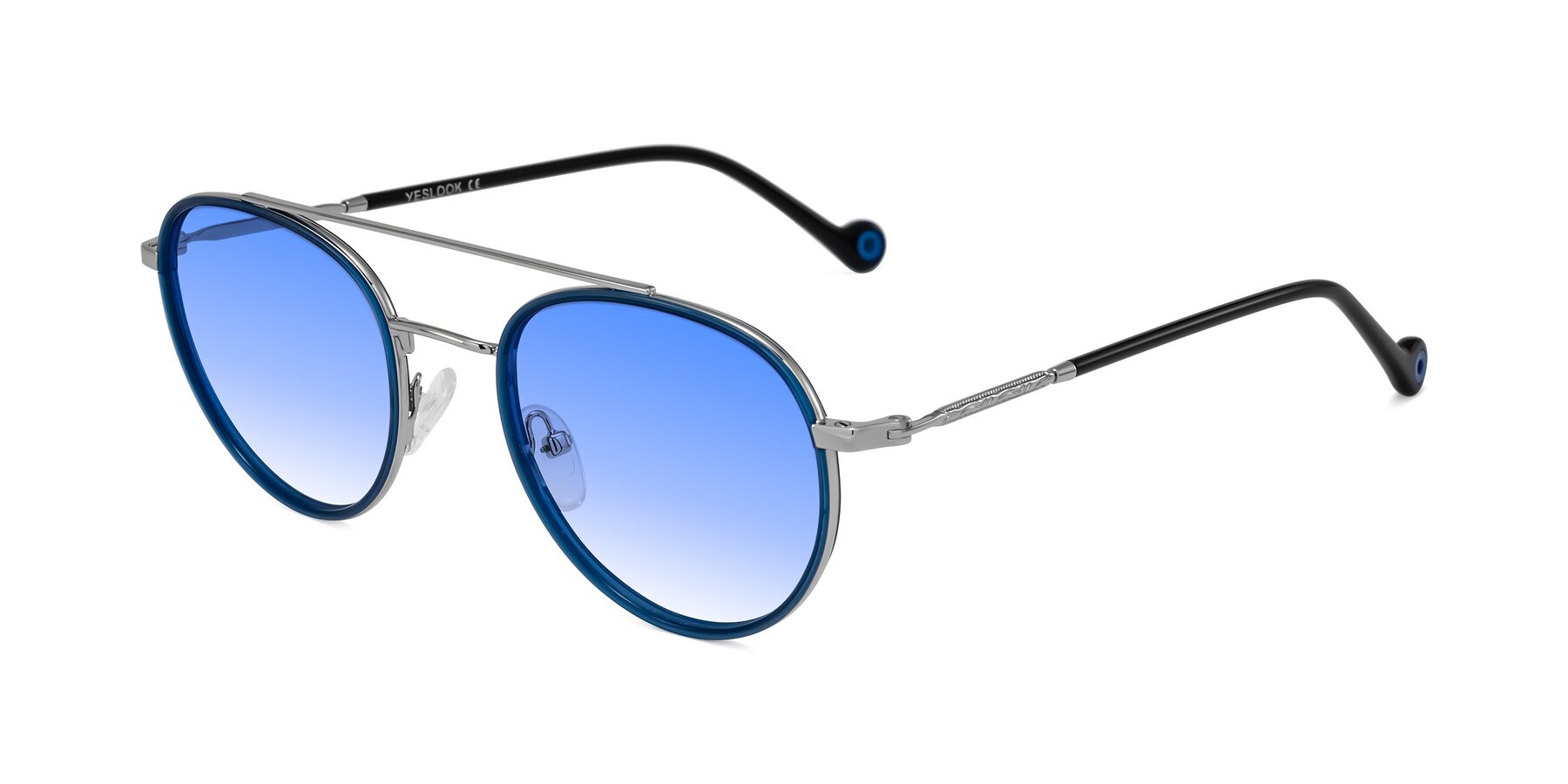 Angle of Biko in Blue/Silver with Blue Gradient Lenses