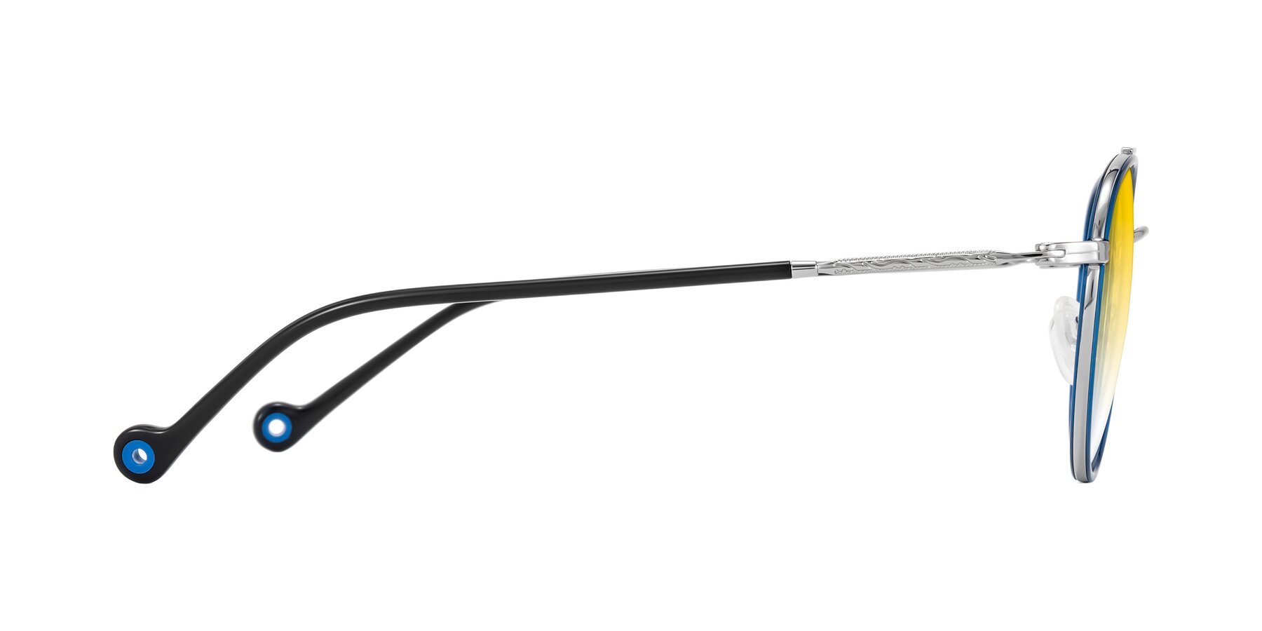 Side of Biko in Blue/Silver with Yellow Gradient Lenses