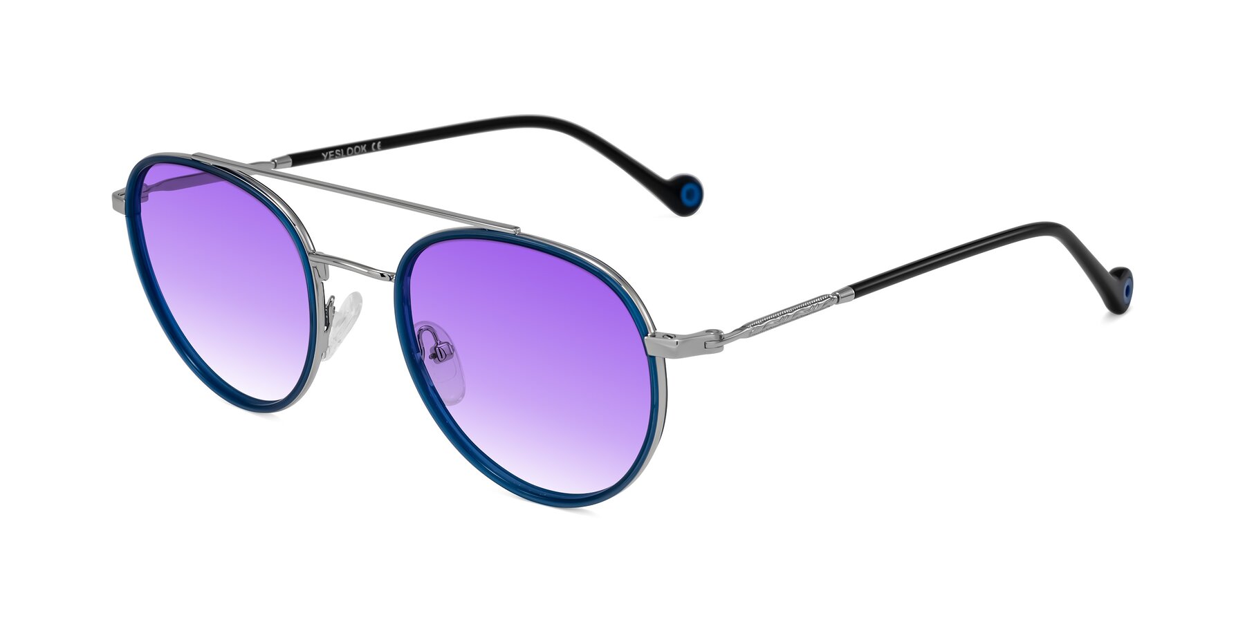 Angle of Biko in Blue/Silver with Purple Gradient Lenses