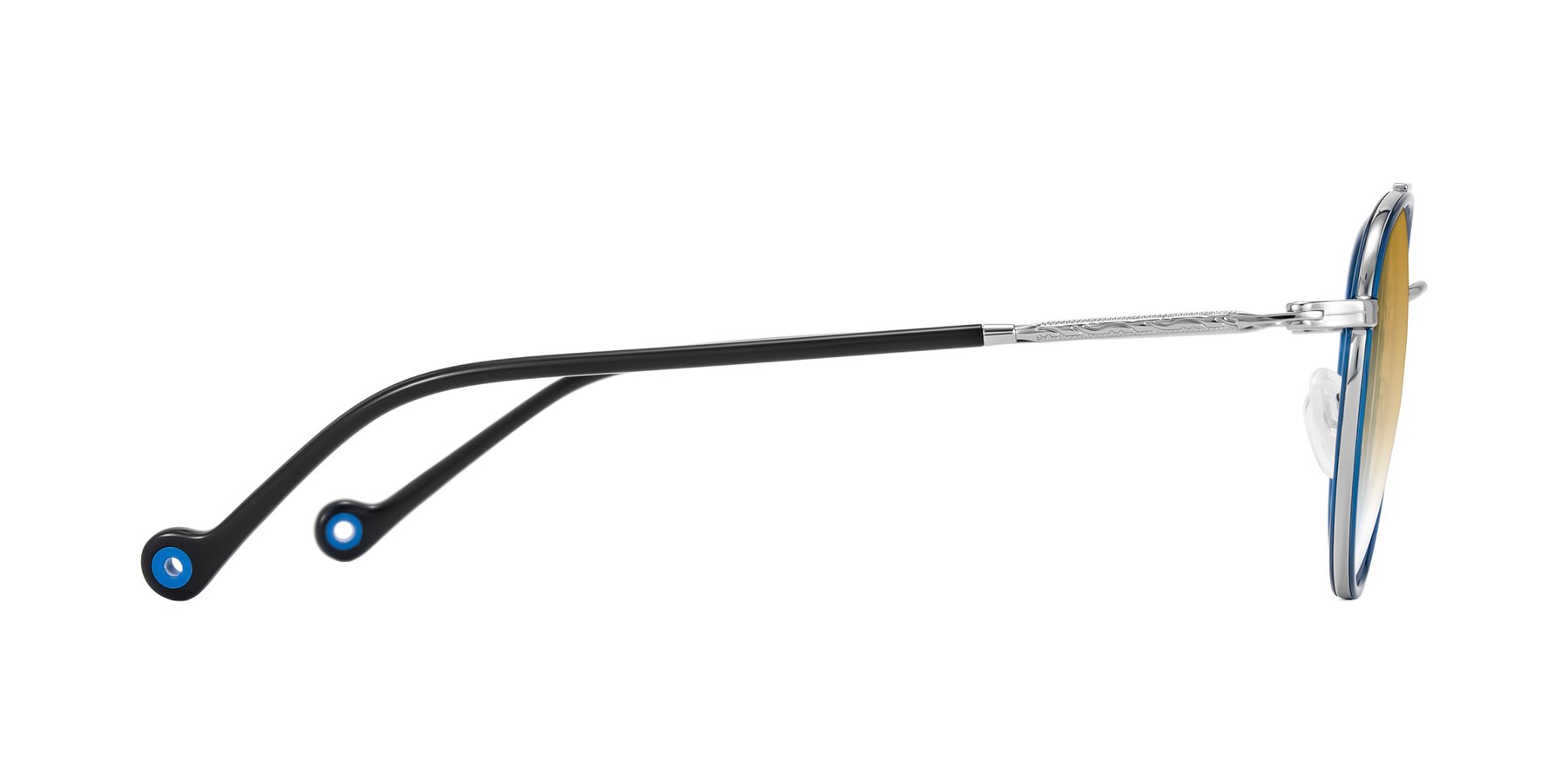 Side of Biko in Blue/Silver with Champagne Gradient Lenses