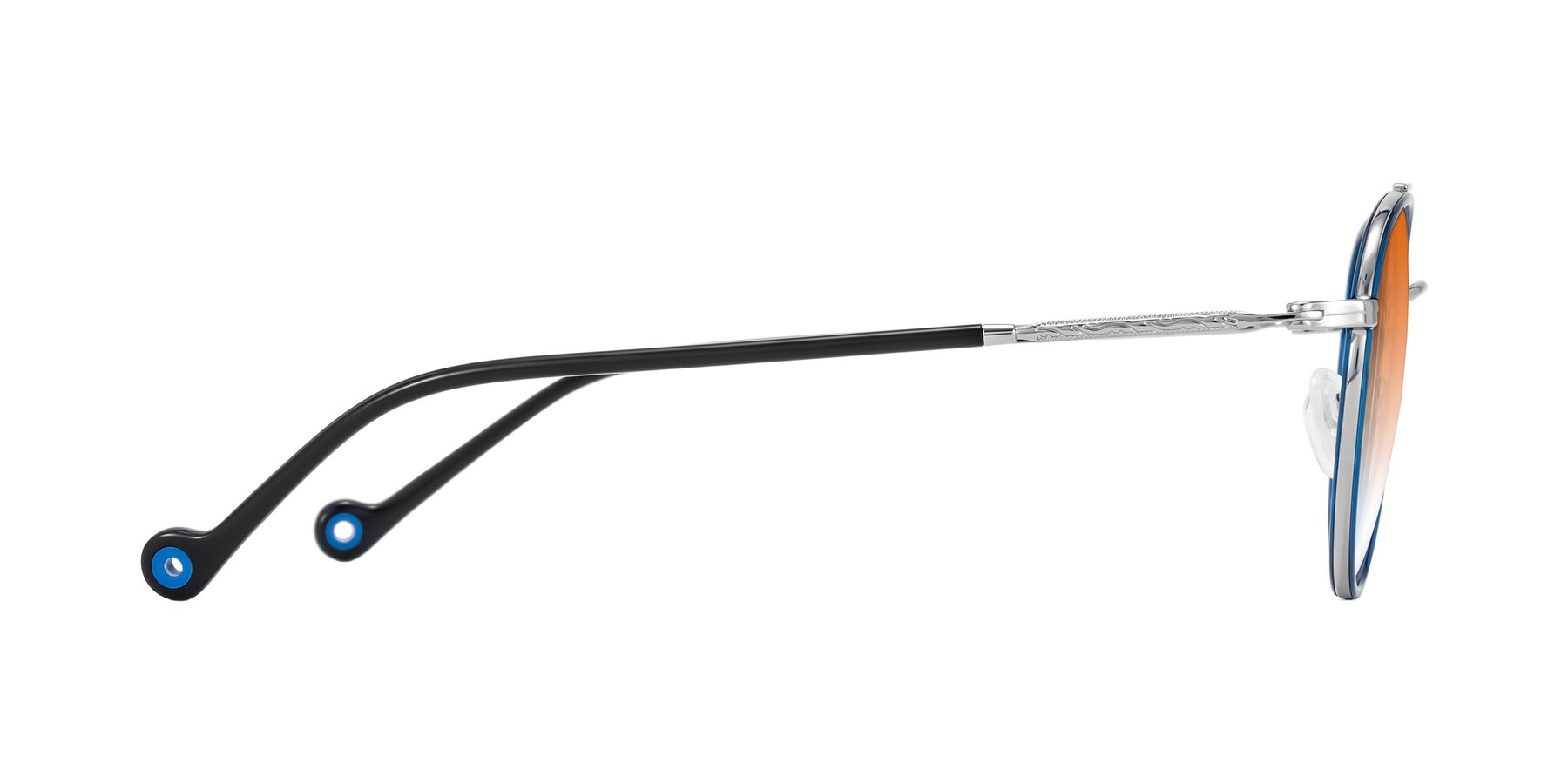 Side of Biko in Blue/Silver with Orange Gradient Lenses