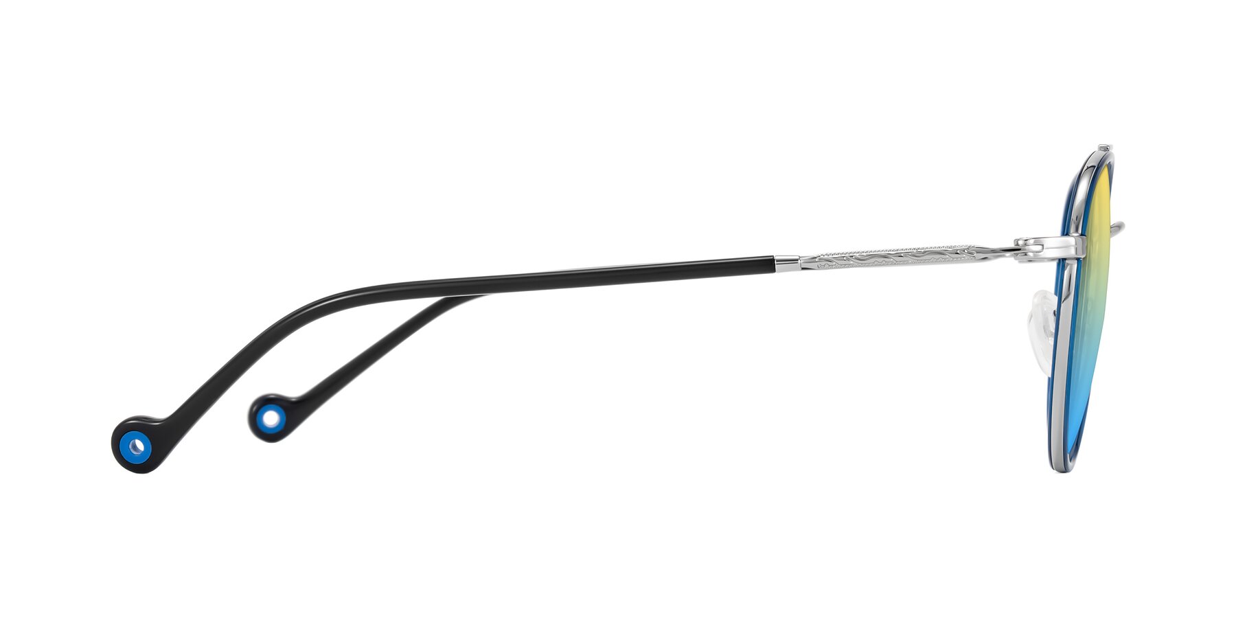 Side of Biko in Blue/Silver with Yellow / Blue Gradient Lenses