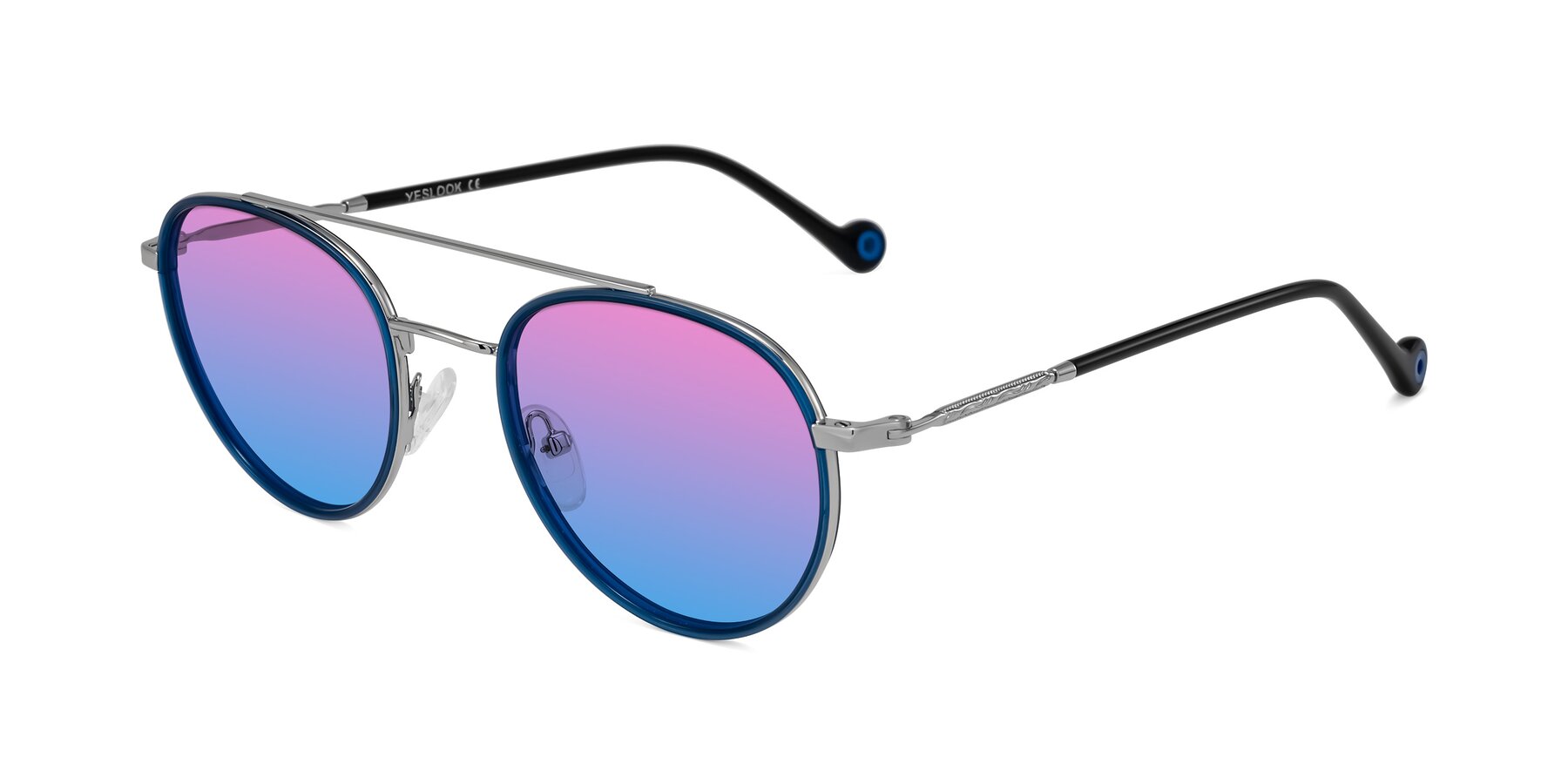 Angle of Biko in Blue/Silver with Pink / Blue Gradient Lenses