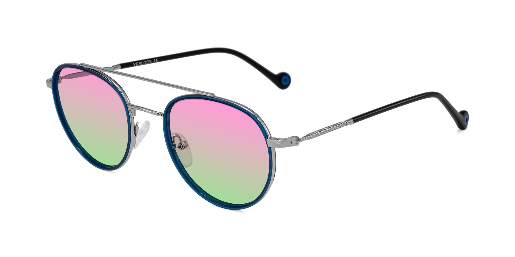 Angle of Biko in Blue/Silver with Pink / Green Gradient Lenses
