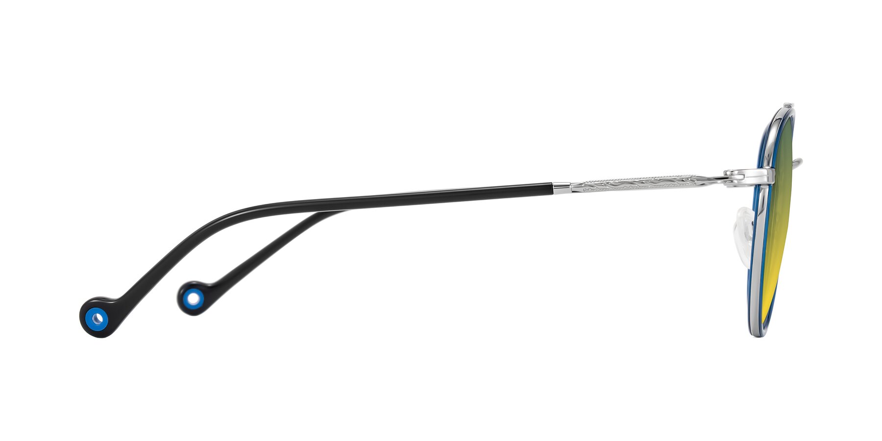 Side of Biko in Blue/Silver with Green / Yellow Gradient Lenses