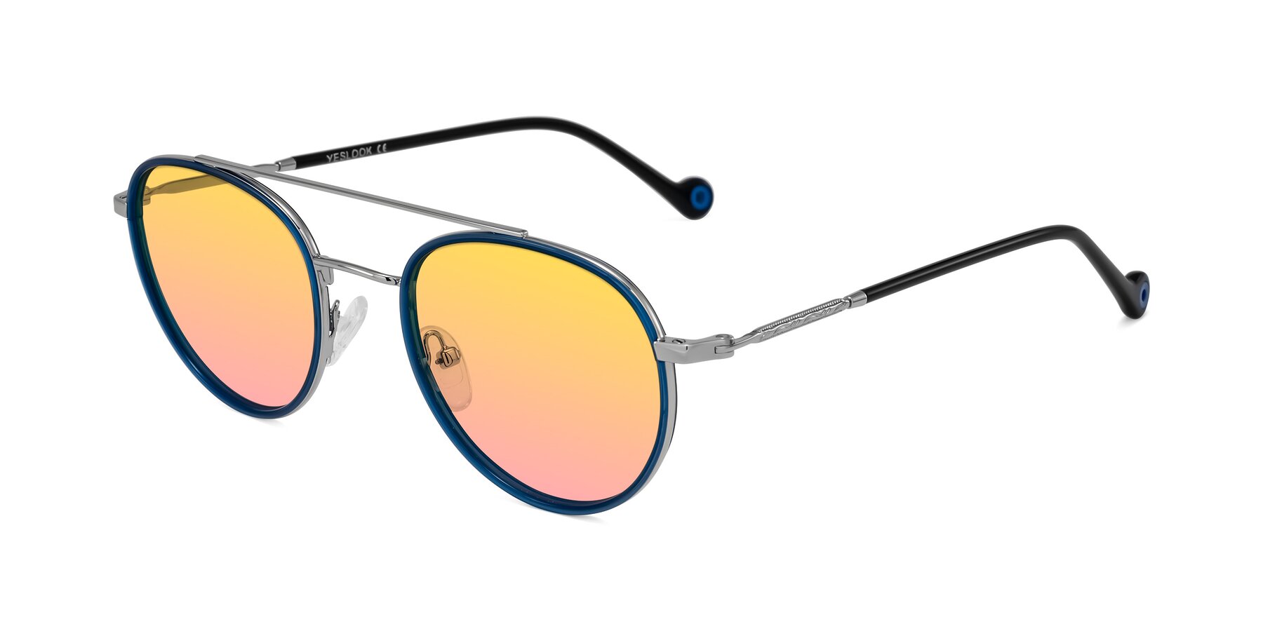 Angle of Biko in Blue/Silver with Yellow / Pink Gradient Lenses
