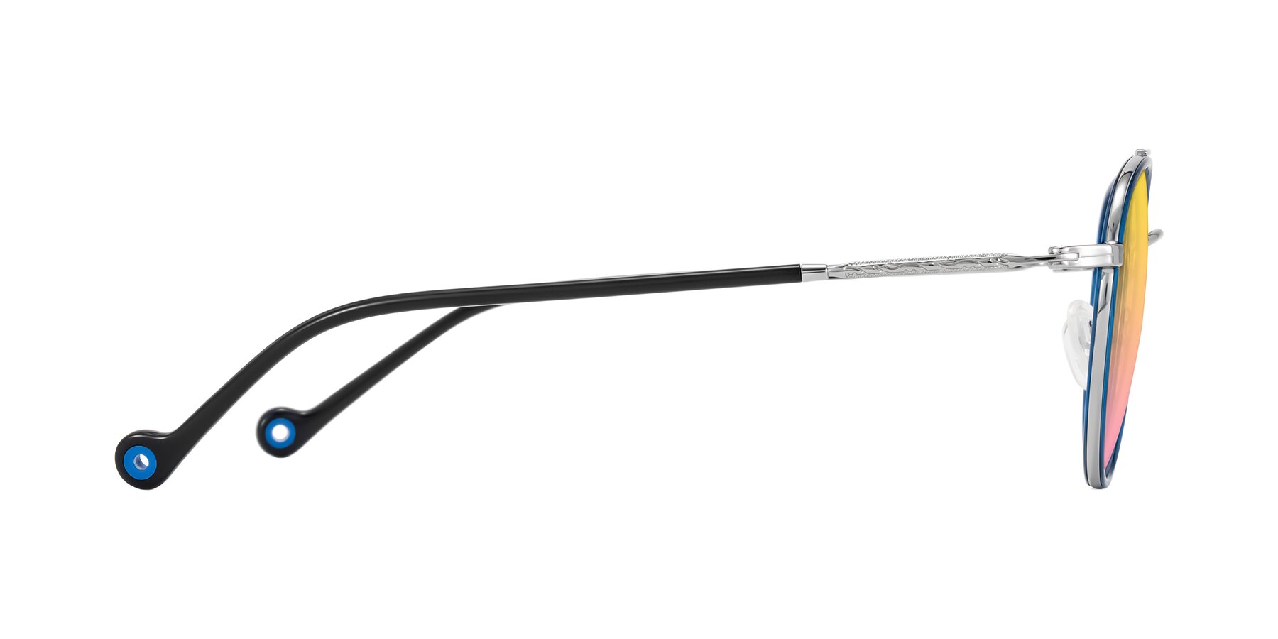 Side of Biko in Blue/Silver with Yellow / Pink Gradient Lenses