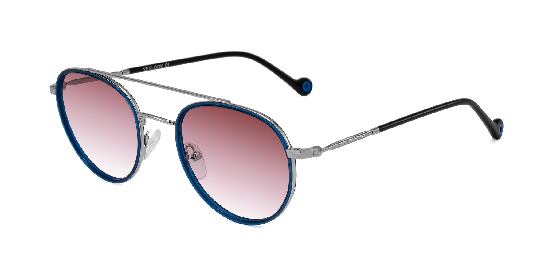 Angle of Biko in Blue/Silver with Garnet Gradient Lenses