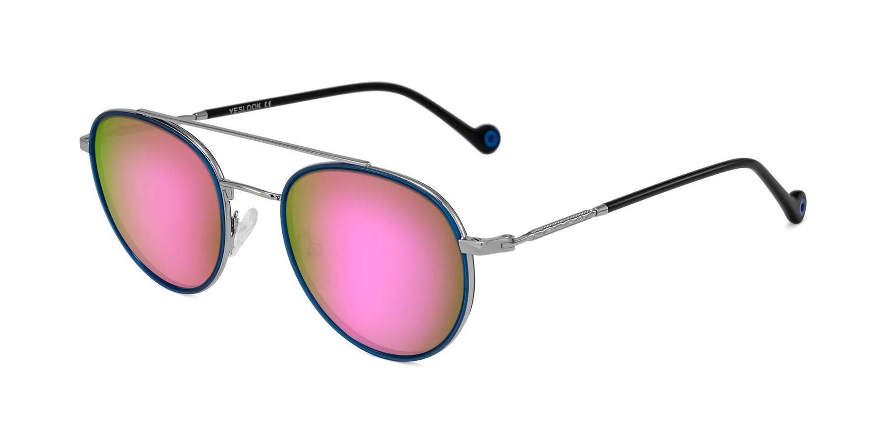 Angle of Biko in Blue/Silver with Pink Mirrored Lenses