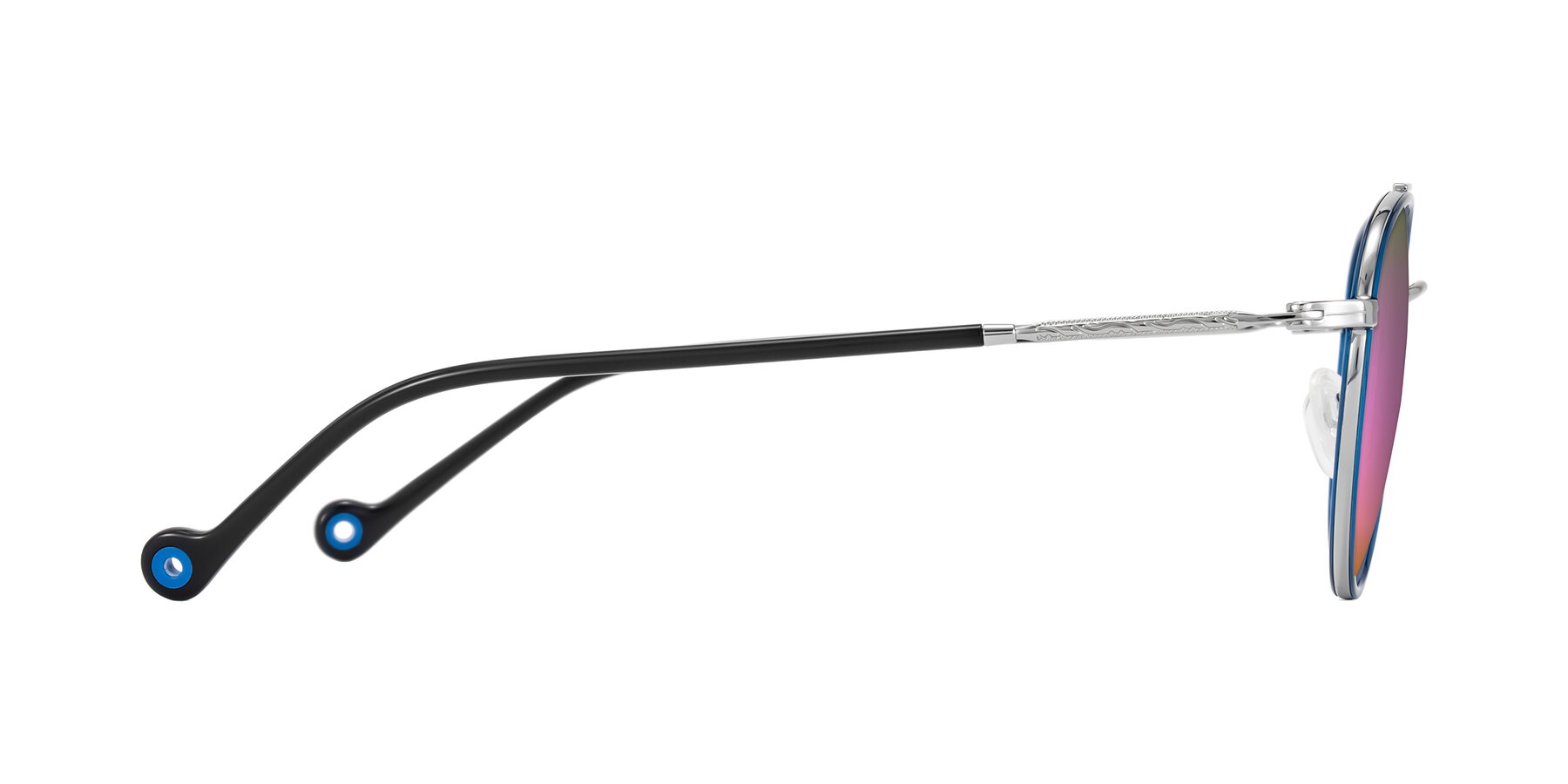 Side of Biko in Blue/Silver with Pink Mirrored Lenses