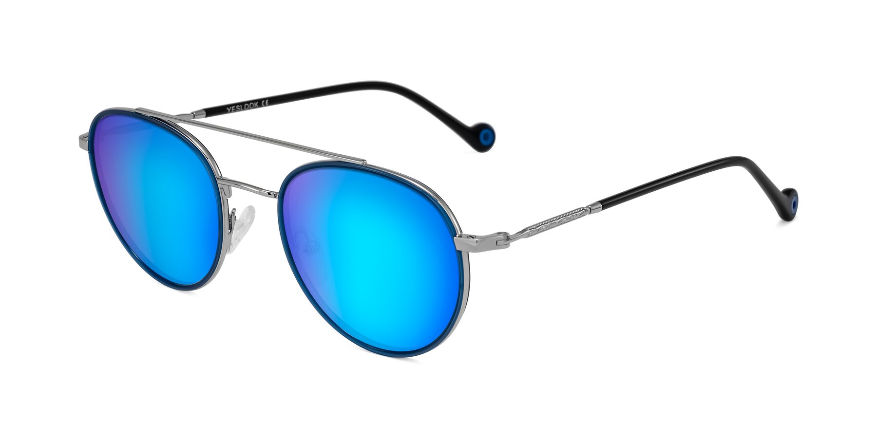 Angle of Biko in Blue/Silver with Blue Mirrored Lenses
