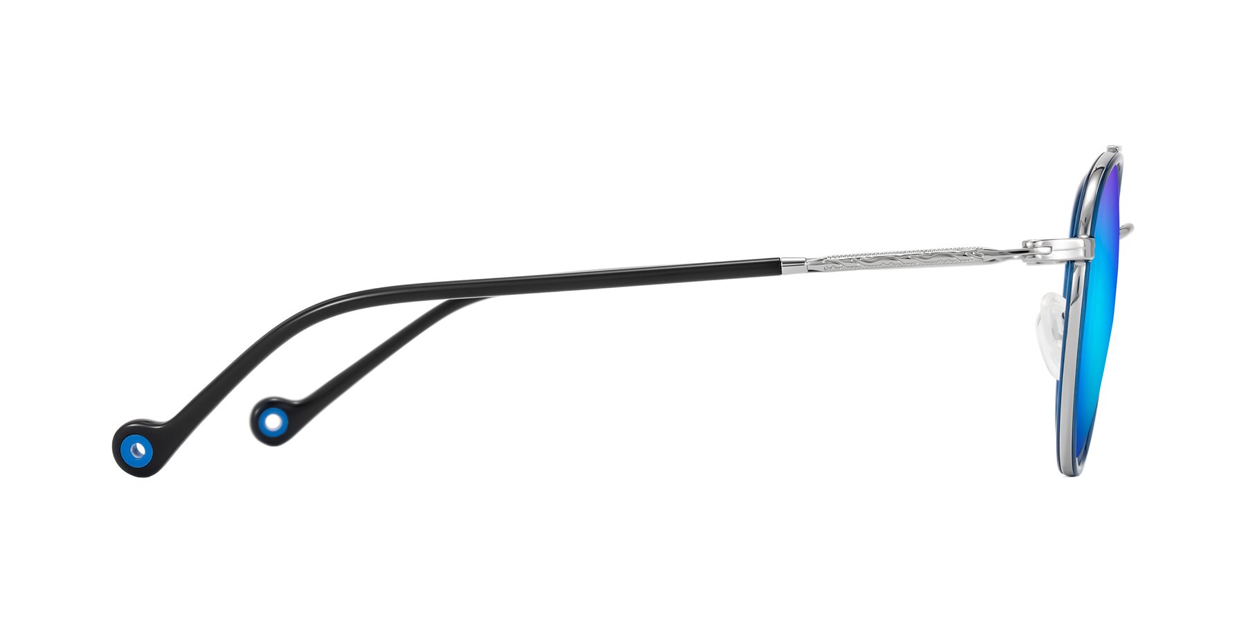 Side of Biko in Blue/Silver with Blue Mirrored Lenses