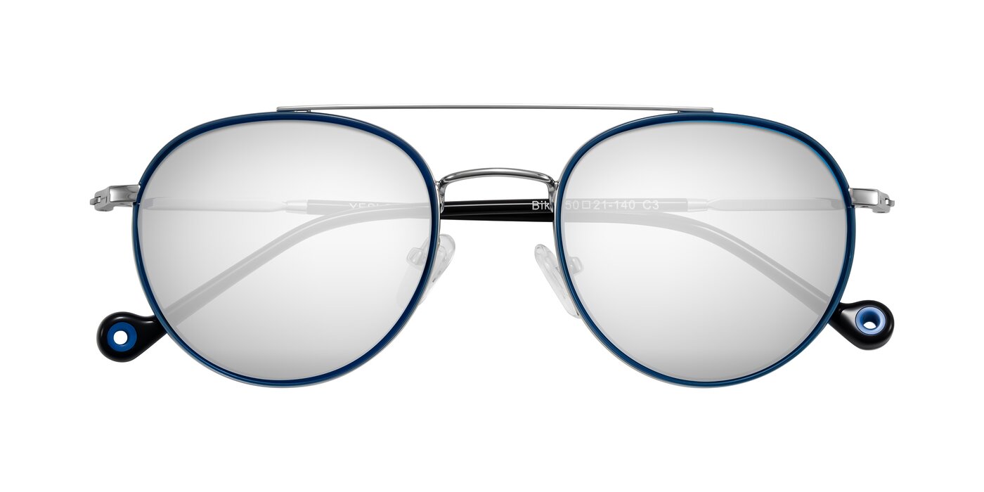 Biko - Blue/Silver Flash Mirrored Sunglasses