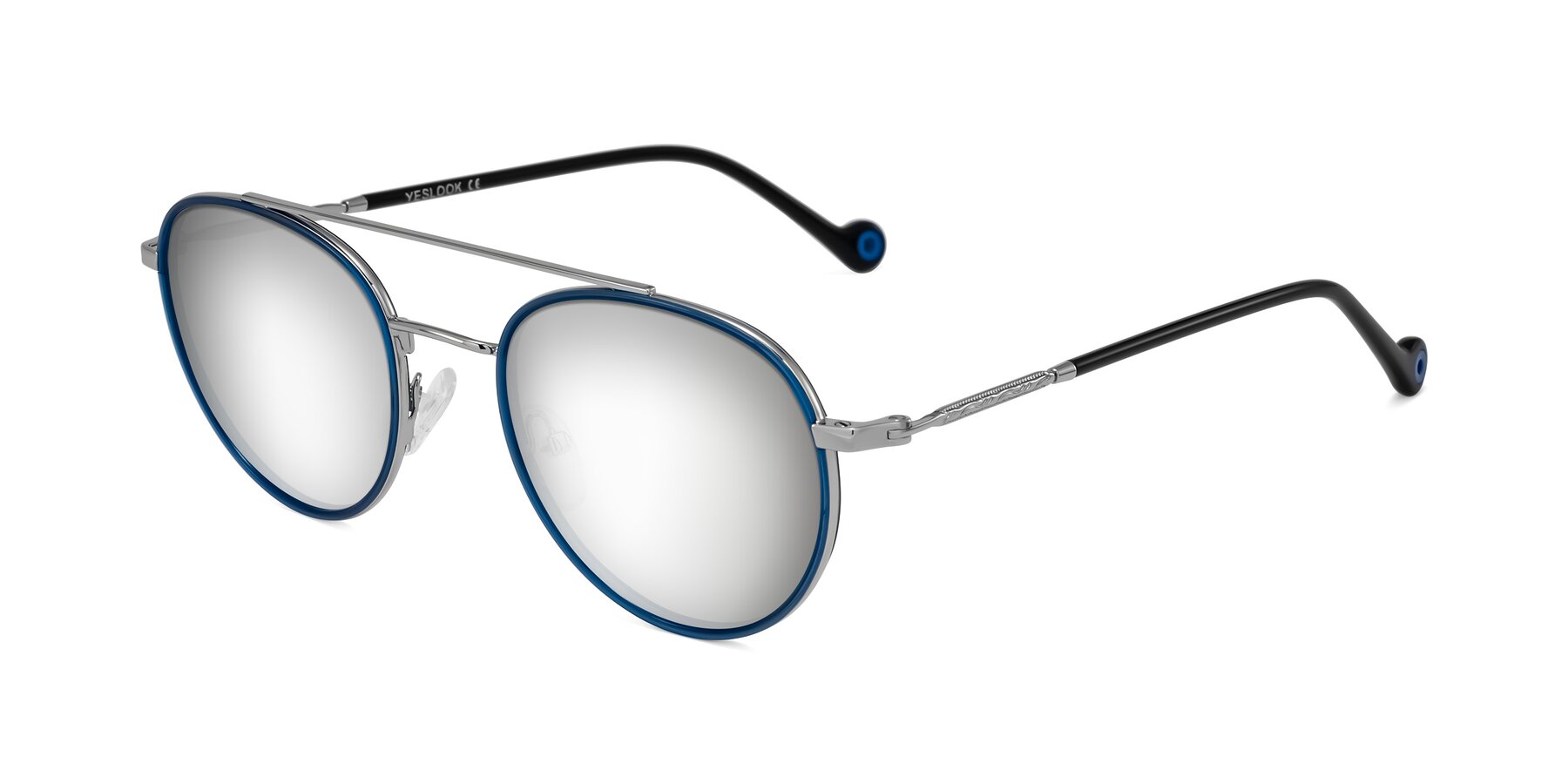 Angle of Biko in Blue/Silver with Silver Mirrored Lenses