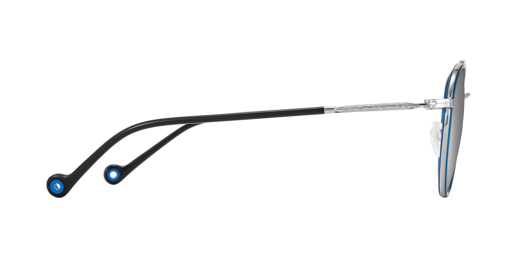 Side of Biko in Blue/Silver with Silver Mirrored Lenses