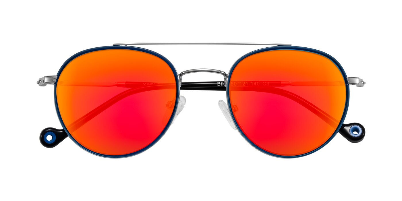 Biko - Blue/Silver Flash Mirrored Sunglasses
