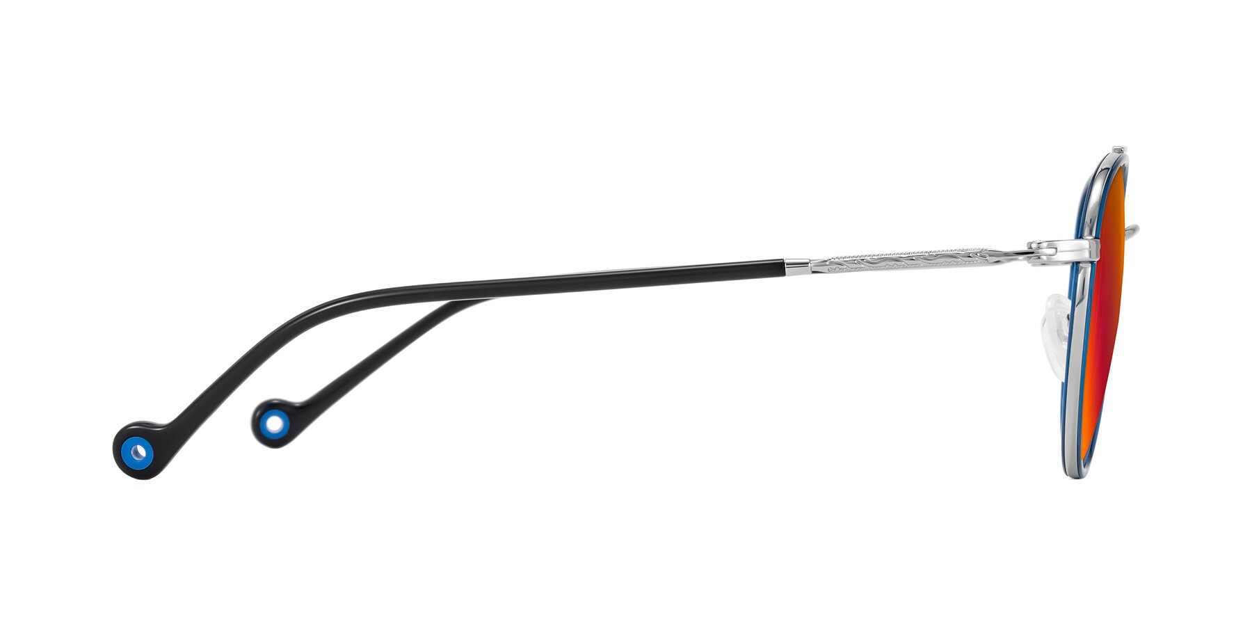 Side of Biko in Blue/Silver with Red Gold Mirrored Lenses