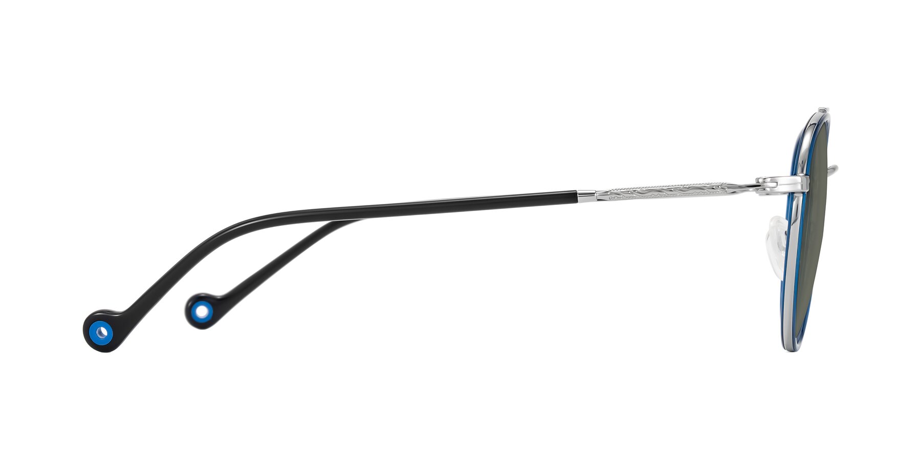 Side of Biko in Blue/Silver with Gray Polarized Lenses