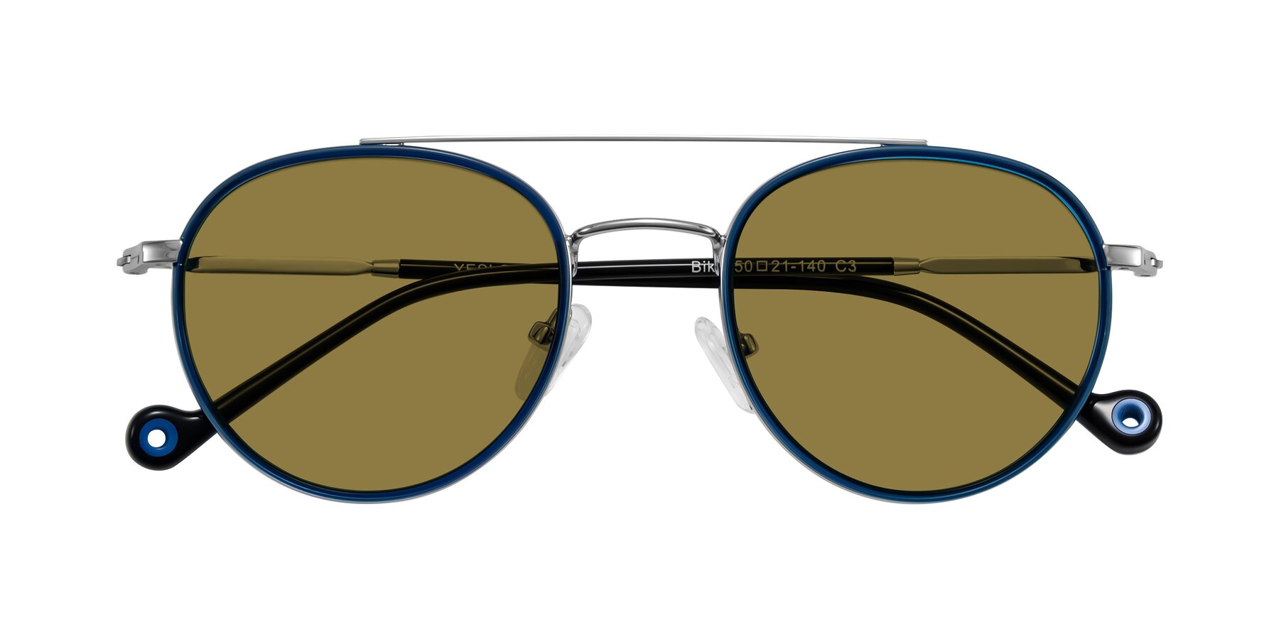 Folded Front of Biko in Blue/Silver with Brown Polarized Lenses