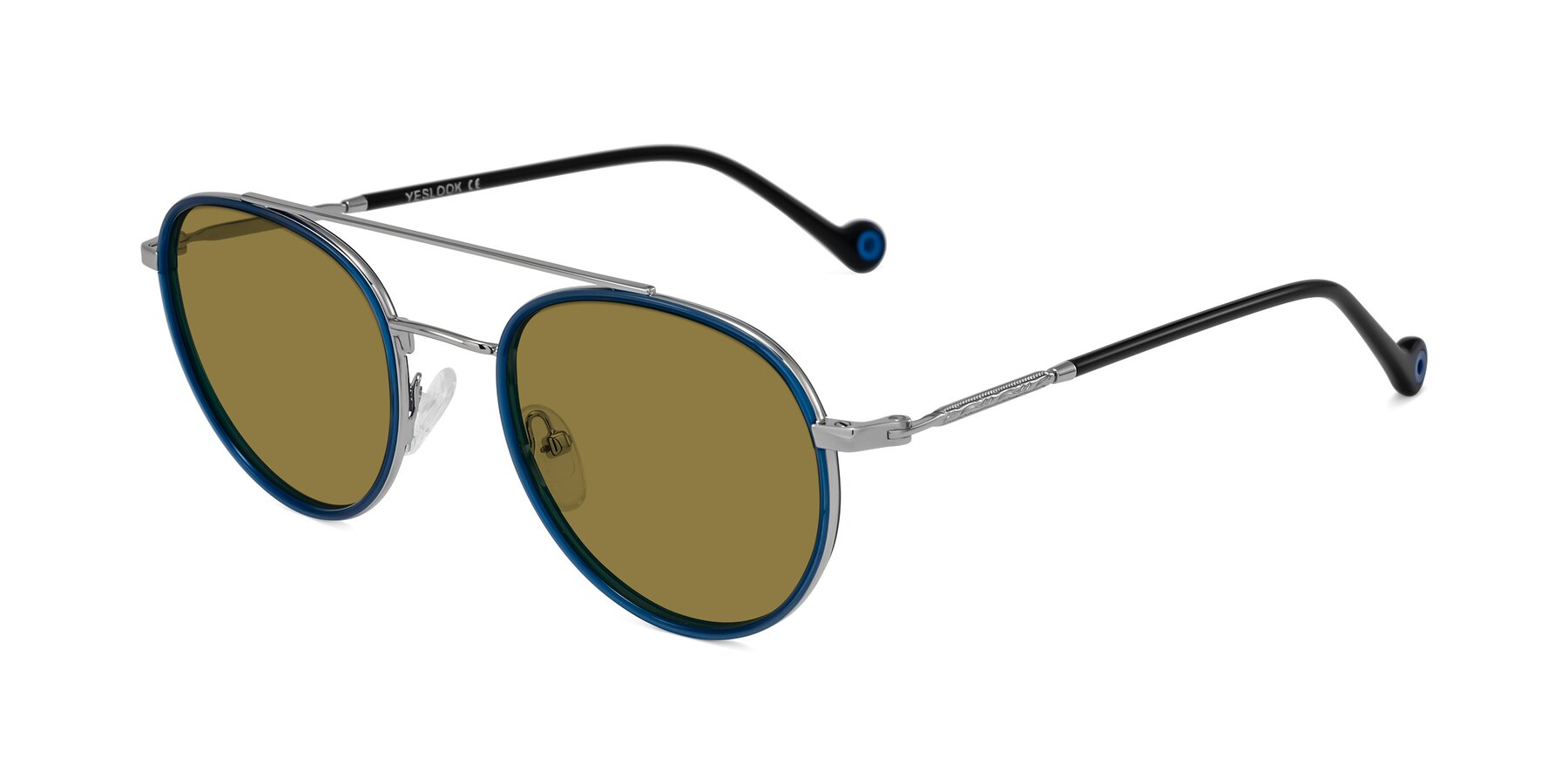 Angle of Biko in Blue/Silver with Brown Polarized Lenses