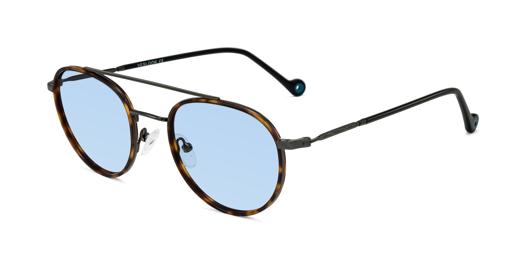 Angle of Biko in Tortoise/Gunmetal with Light Blue Tinted Lenses