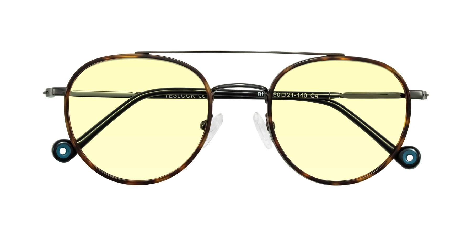 Folded Front of Biko in Tortoise/Gunmetal with Light Yellow Tinted Lenses