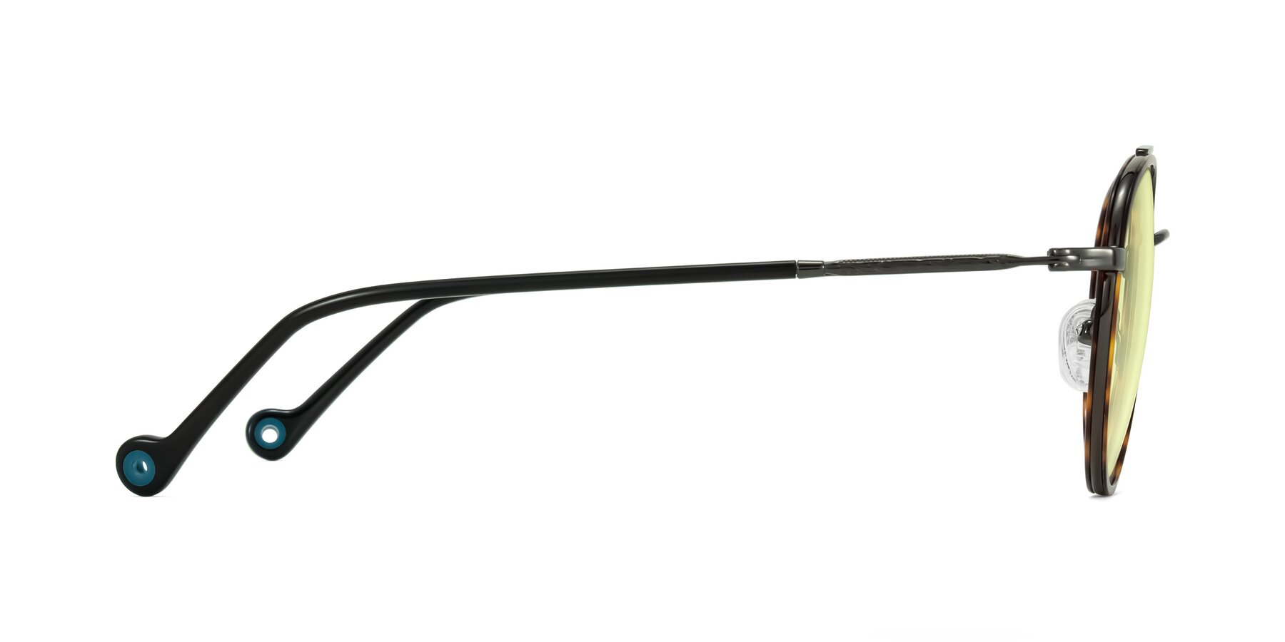 Side of Biko in Tortoise/Gunmetal with Light Yellow Tinted Lenses