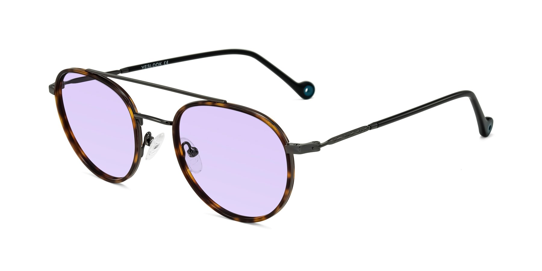 Angle of Biko in Tortoise/Gunmetal with Light Purple Tinted Lenses