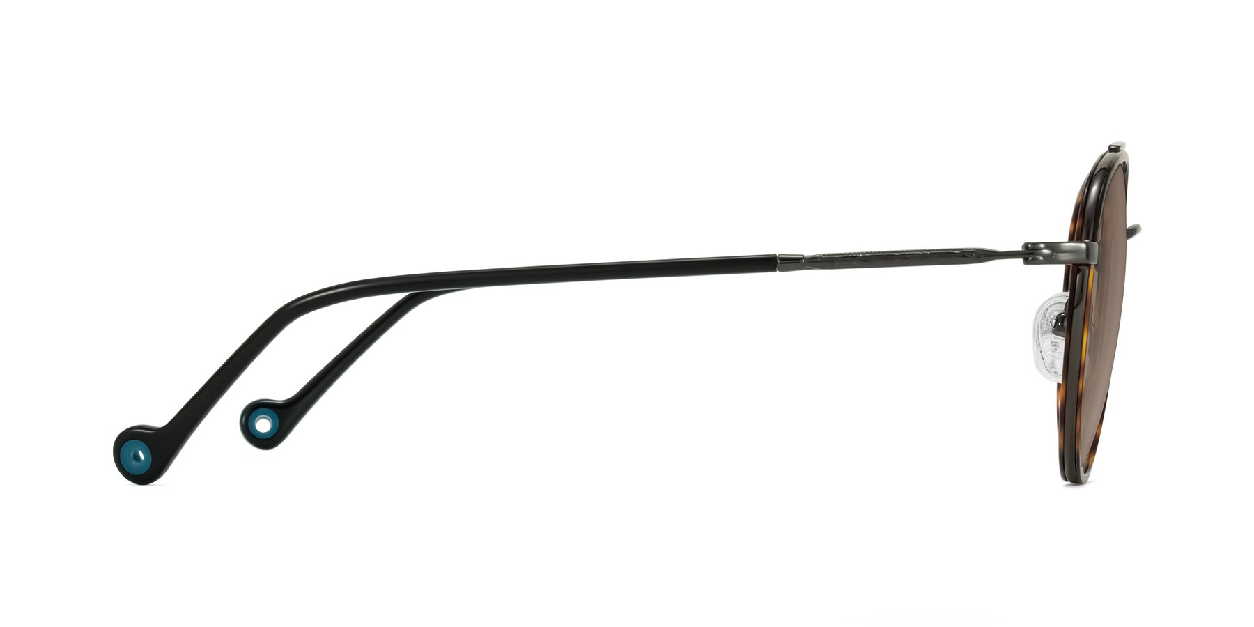 Side of Biko in Tortoise/Gunmetal with Medium Brown Tinted Lenses