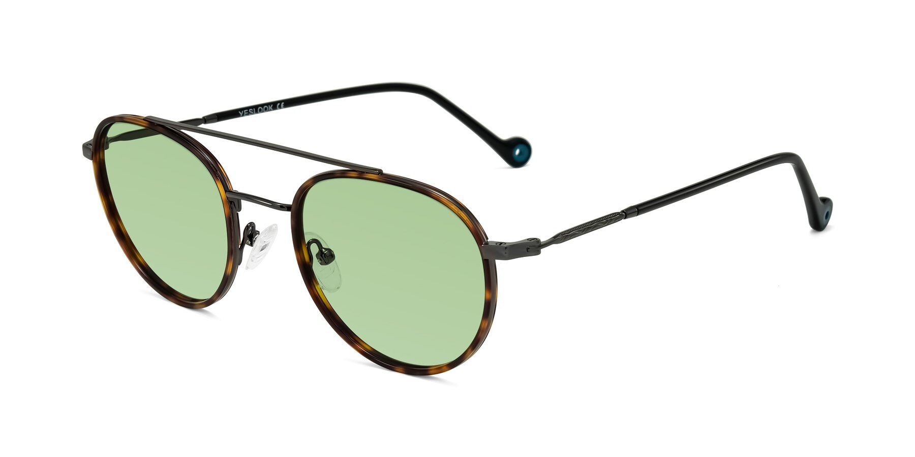 Angle of Biko in Tortoise/Gunmetal with Medium Green Tinted Lenses