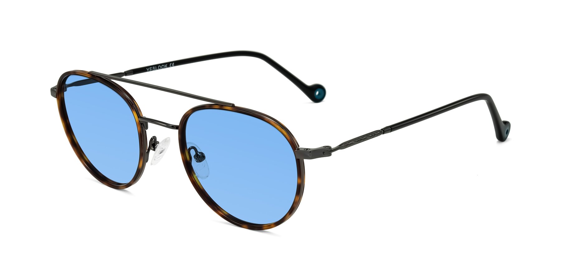 Angle of Biko in Tortoise/Gunmetal with Medium Blue Tinted Lenses