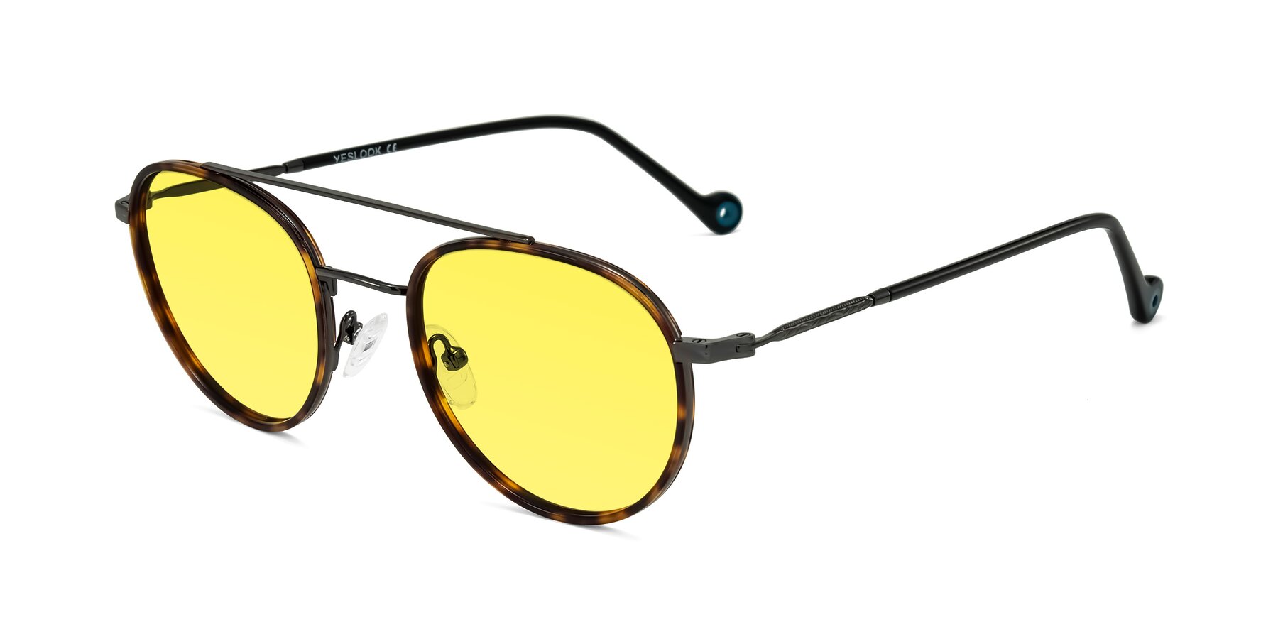 Angle of Biko in Tortoise/Gunmetal with Medium Yellow Tinted Lenses