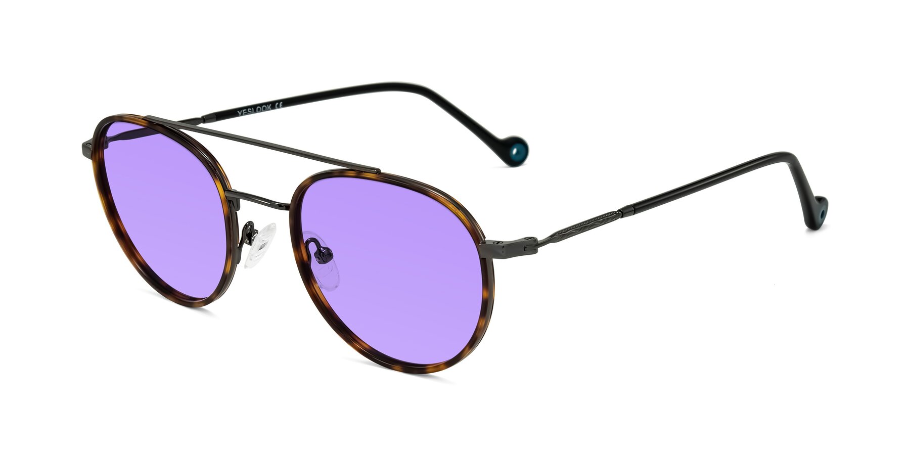 Angle of Biko in Tortoise/Gunmetal with Medium Purple Tinted Lenses