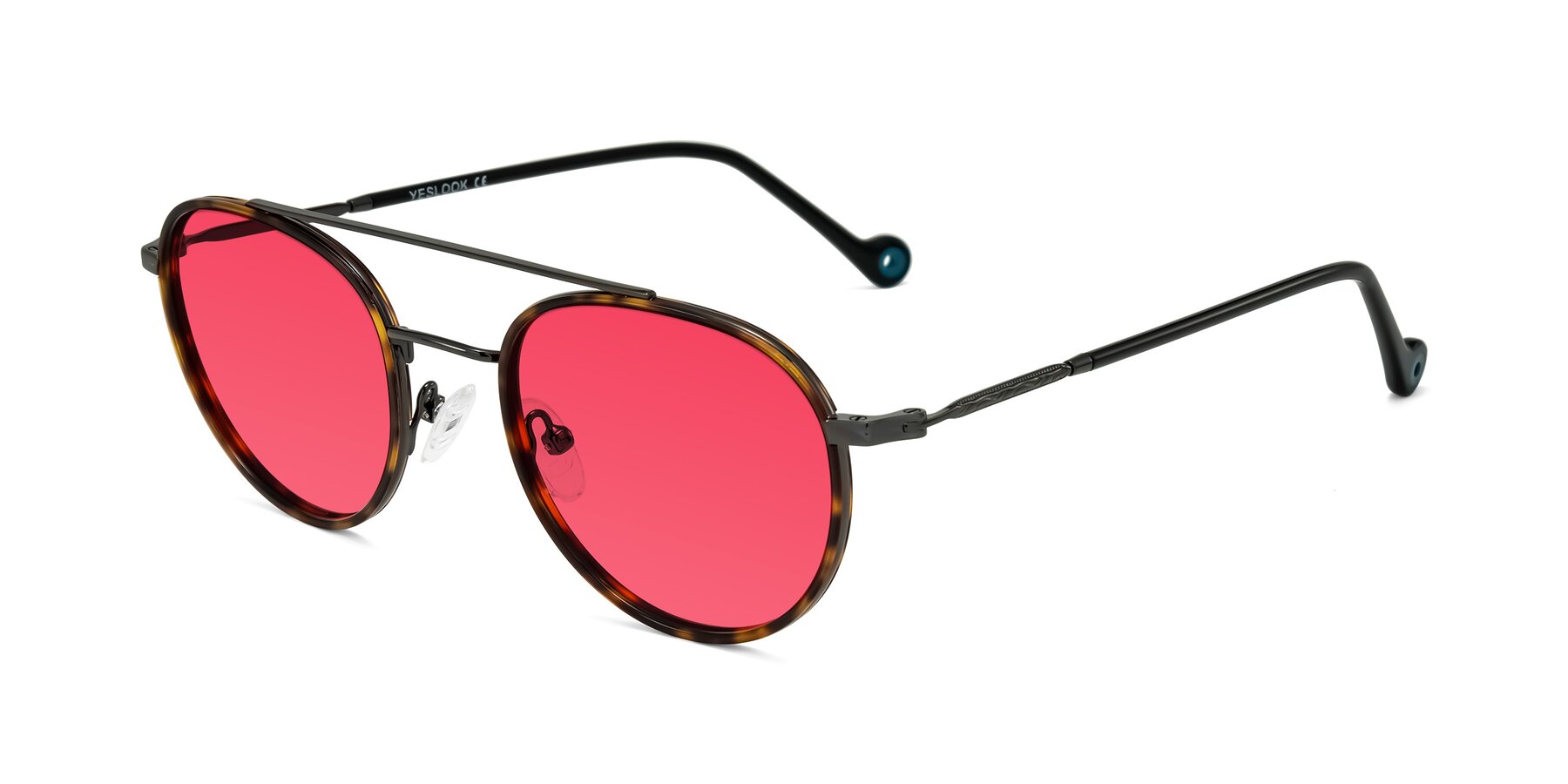 Angle of Biko in Tortoise/Gunmetal with Red Tinted Lenses