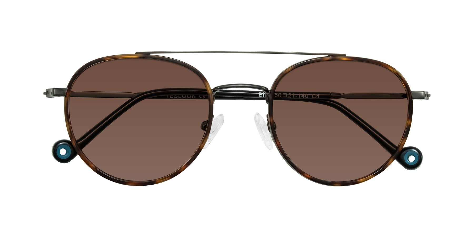 Folded Front of Biko in Tortoise/Gunmetal with Brown Tinted Lenses