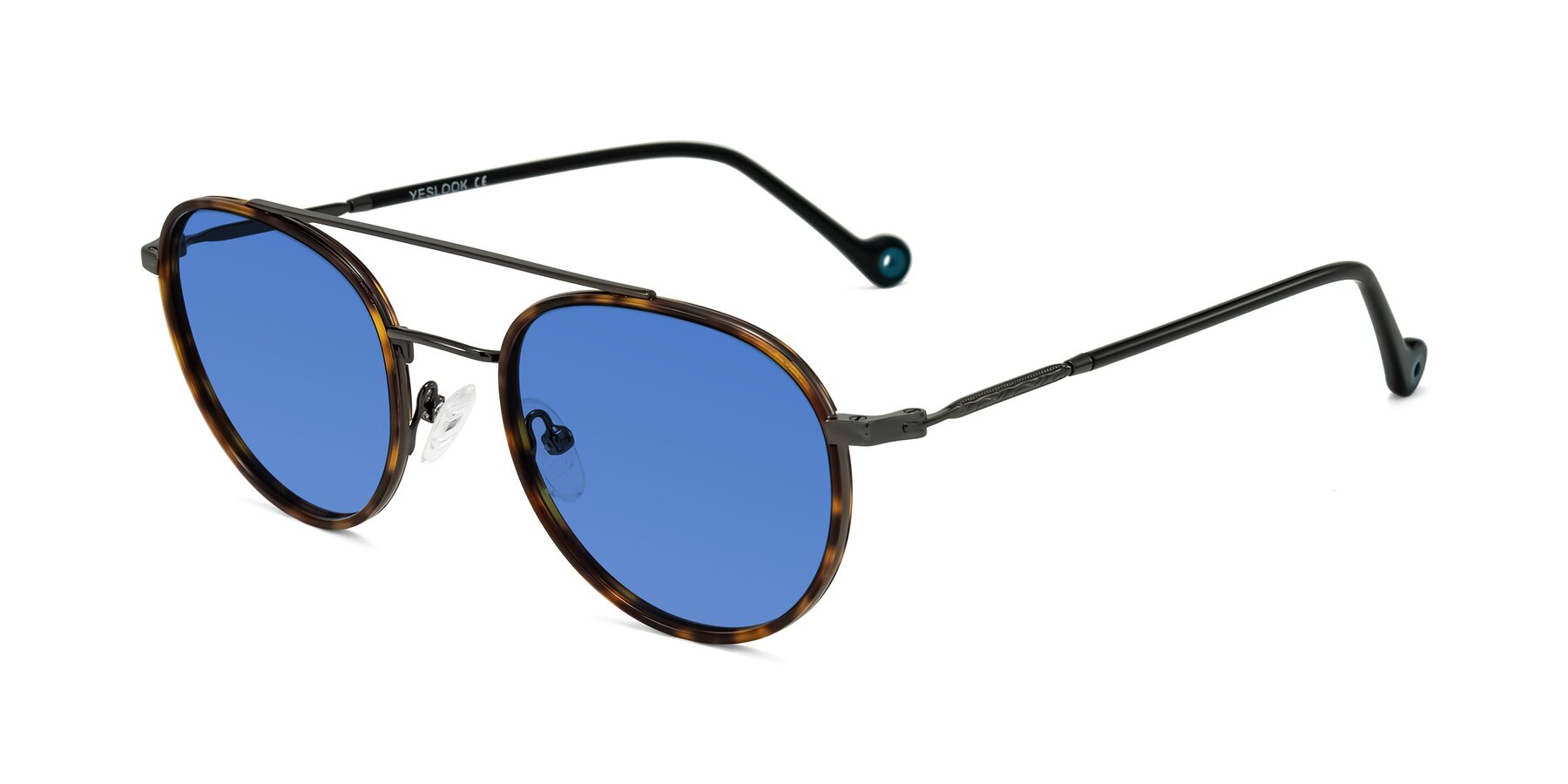 Angle of Biko in Tortoise/Gunmetal with Blue Tinted Lenses
