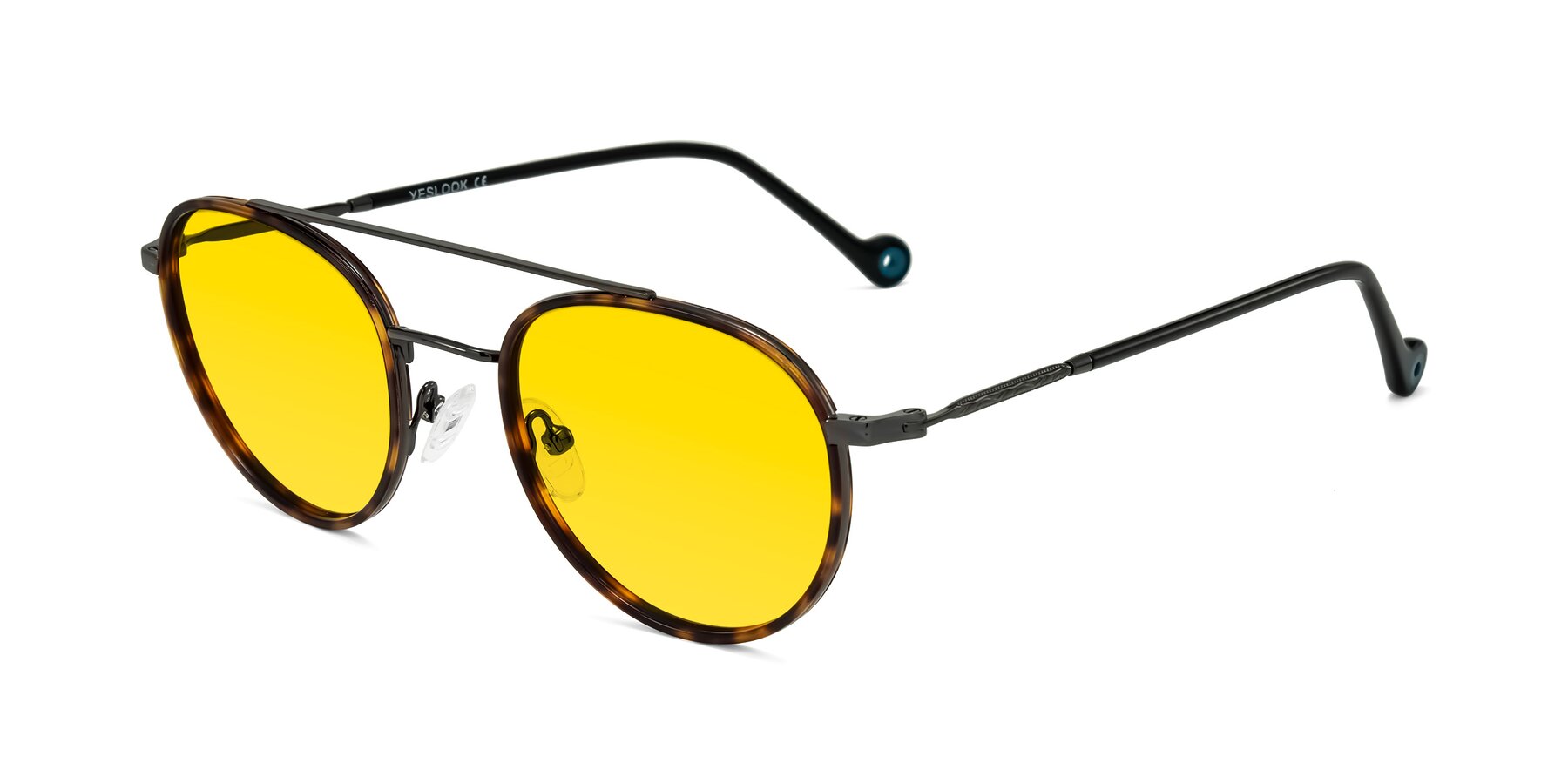 Angle of Biko in Tortoise/Gunmetal with Yellow Tinted Lenses